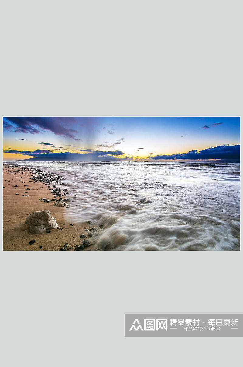日出的沙滩摄影图片素材