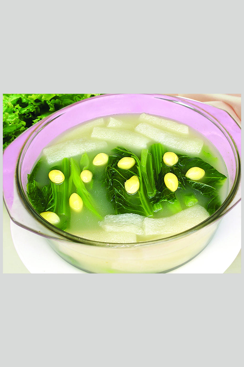 白果竹荪煮芥菜素材