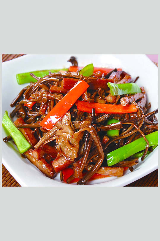 茶树菇炒猪颈肉-众图网