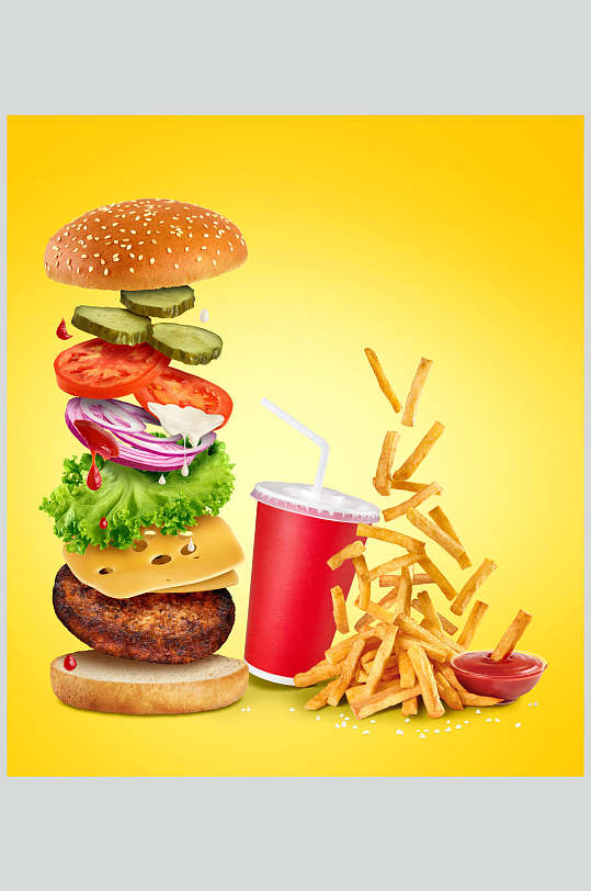 汉堡薯条可乐热狗素材设计