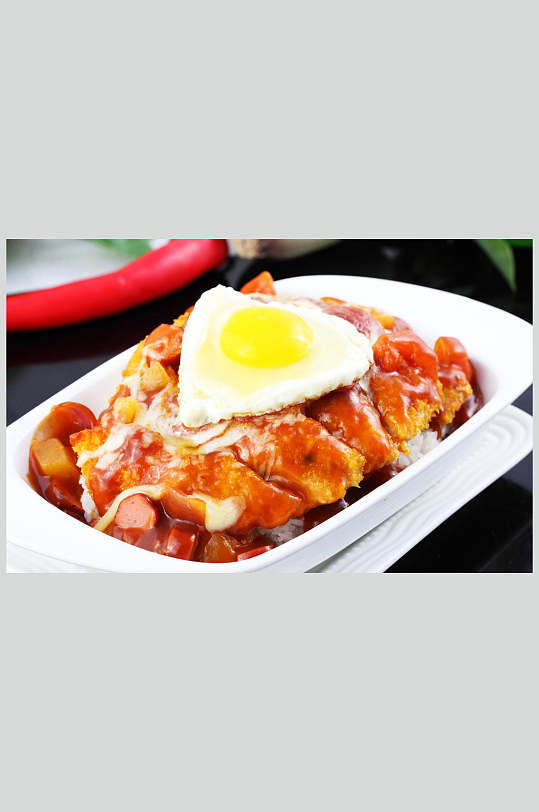 香肠菠萝煎蛋焗吉列猪扒饭