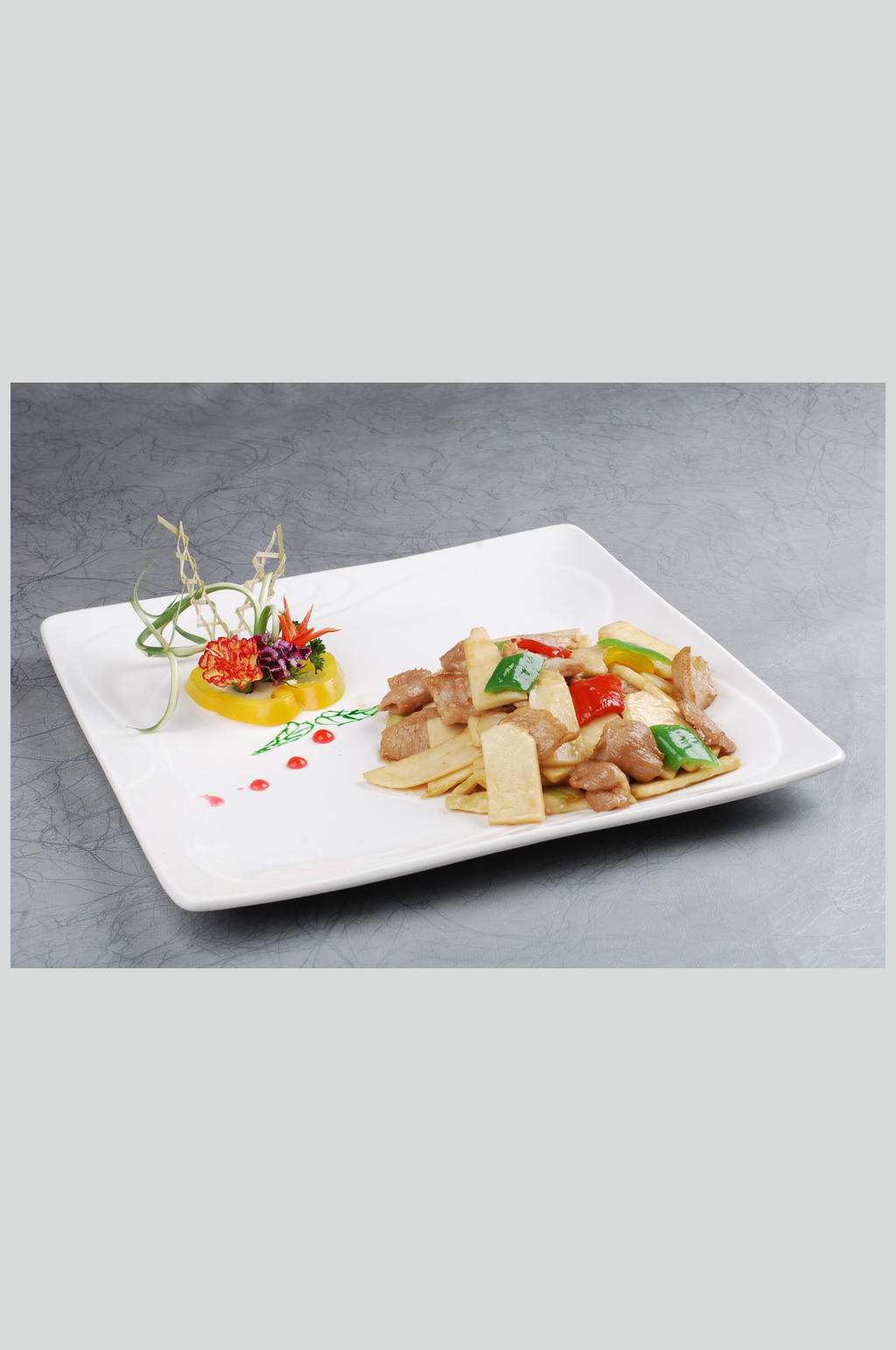 春笋炒爽肉素材