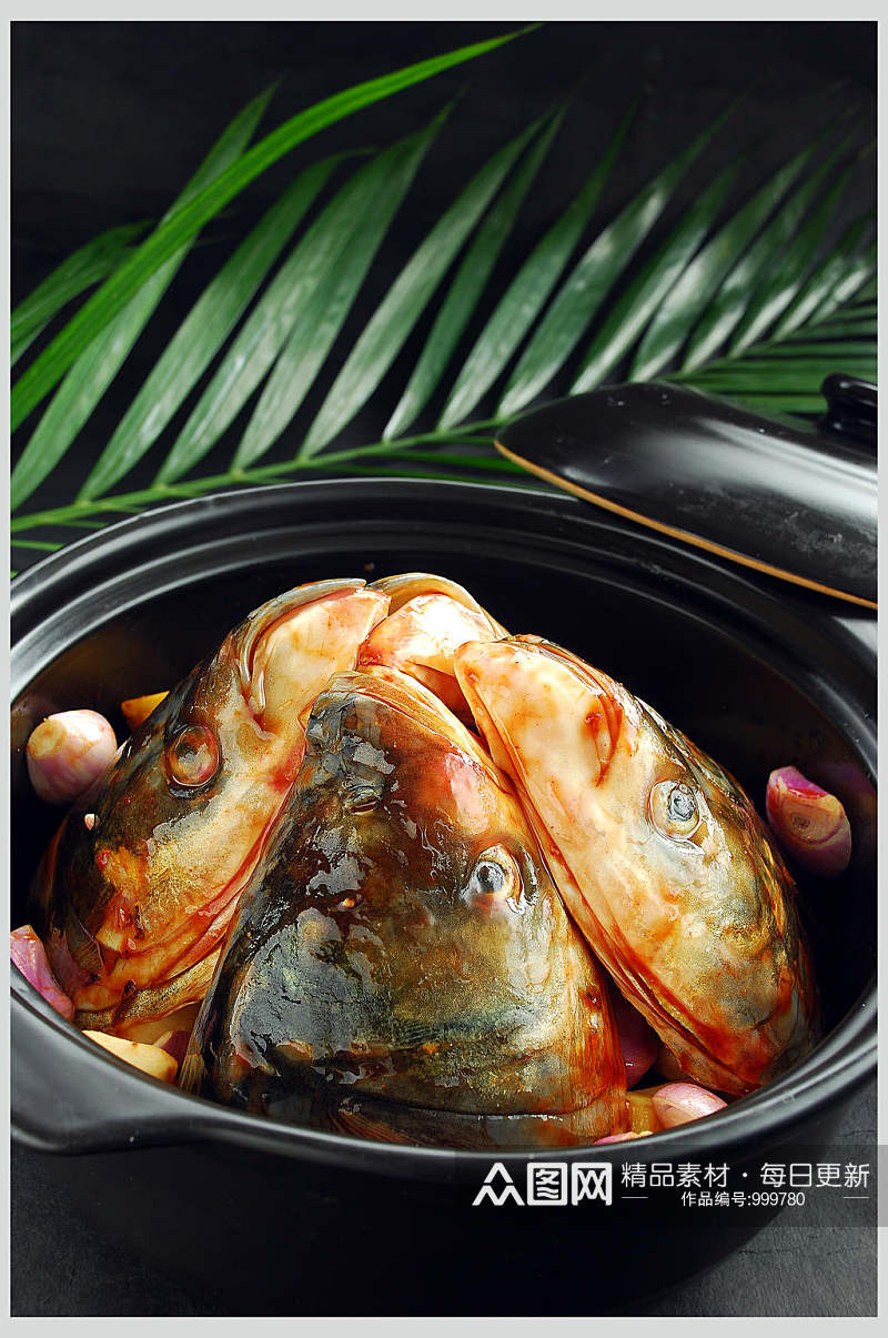 砂锅焗鱼头素材