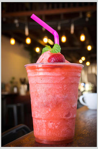 草莓冰沙高清饮料图片