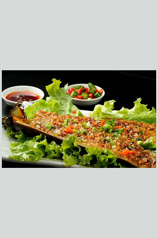 烤茄子美食图片