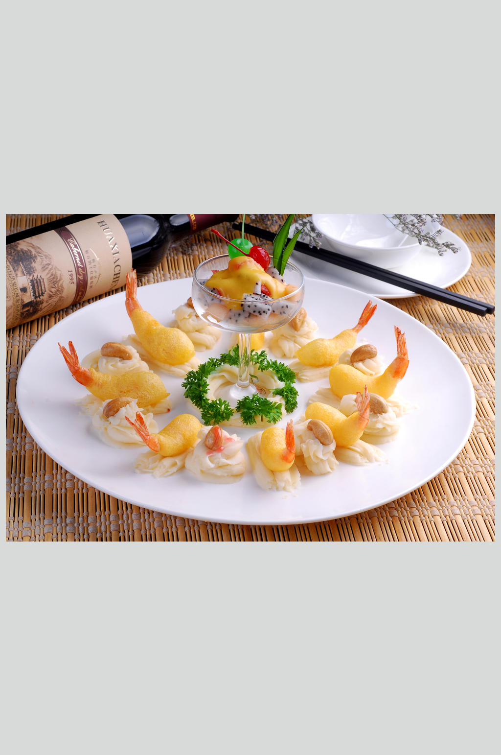 豆泥沙拉虾素材