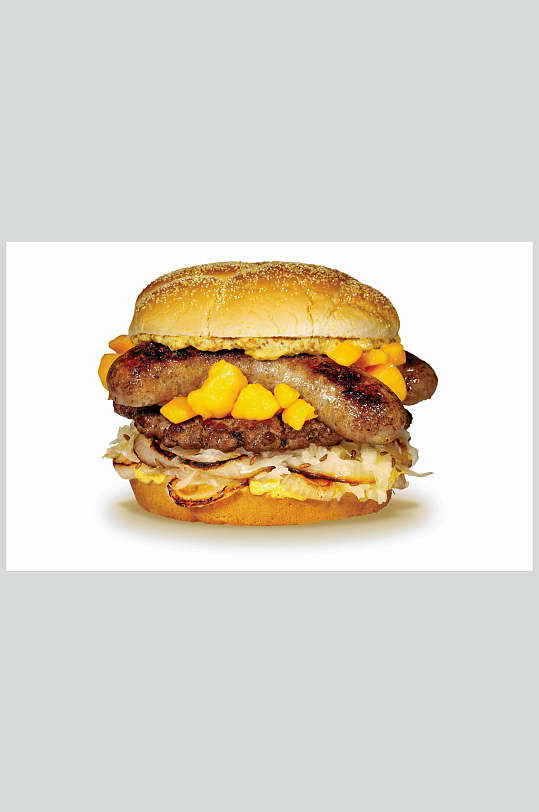 香肠牛肉汉堡美食图片