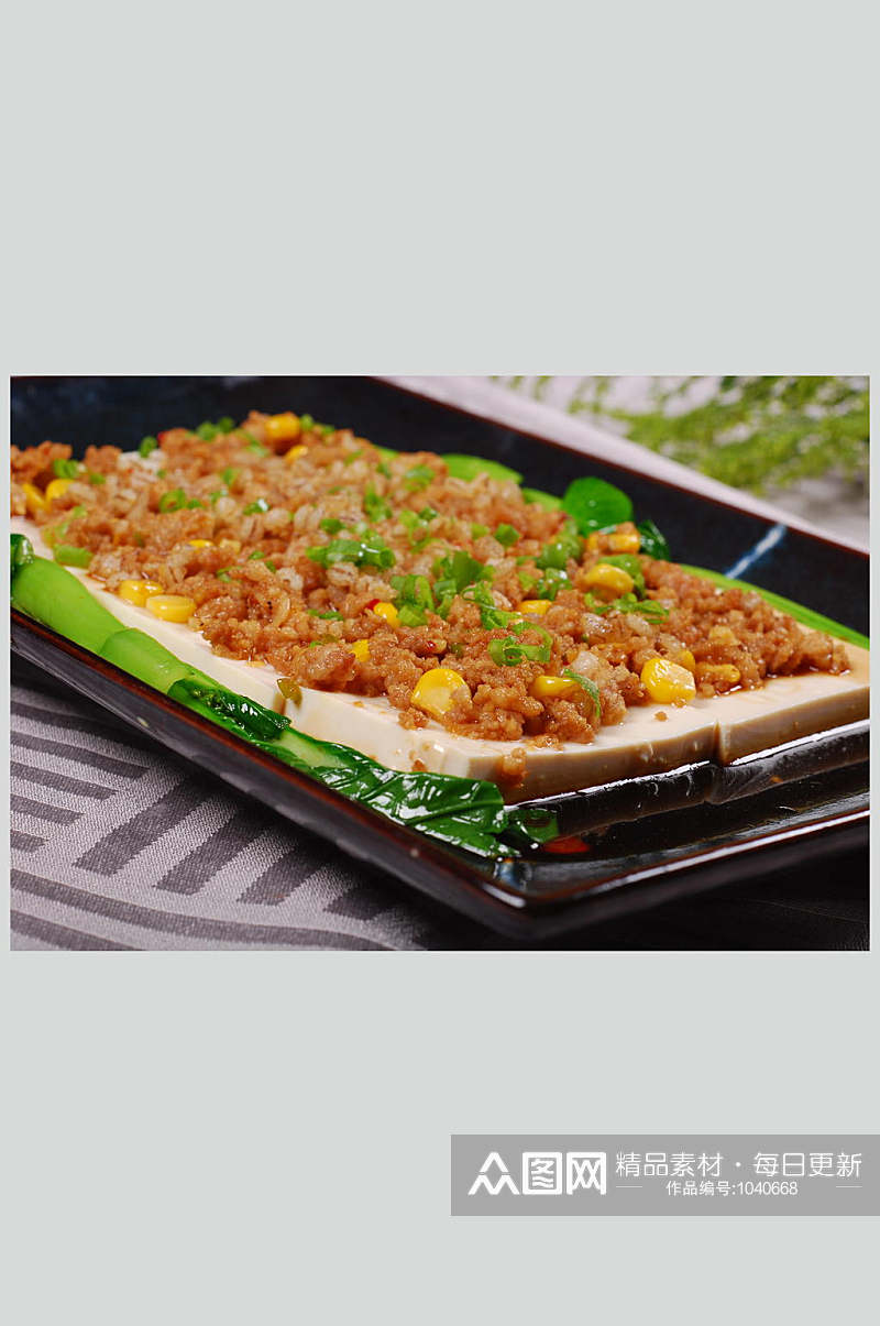 大麦仁剁肉蒸自制豆腐高清餐饮美食图片素材
