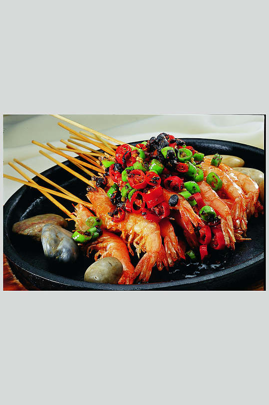 铁板石烤虾