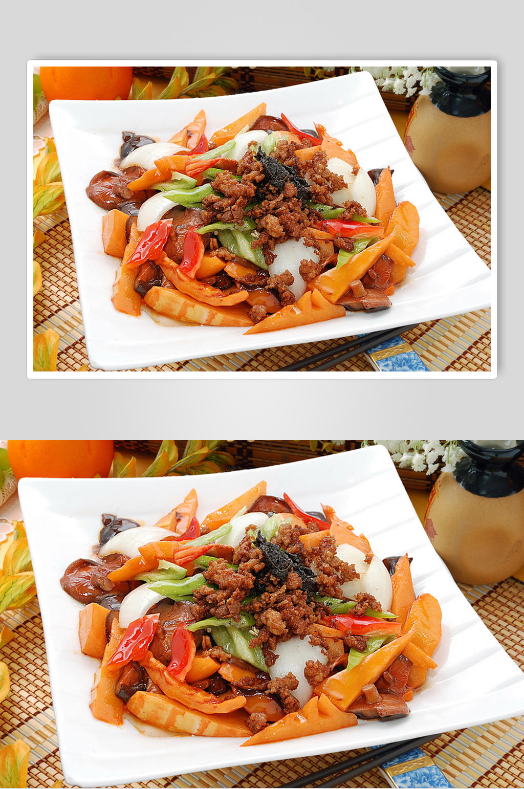 榄菜肉碎烧二东素材