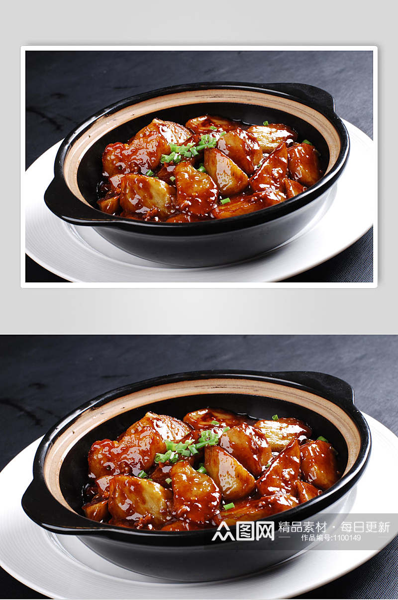 砂窝杂酱茄子高清餐饮菜品摄影图片素材