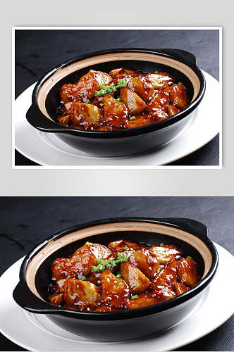 砂窝杂酱茄子高清餐饮菜品摄影图片