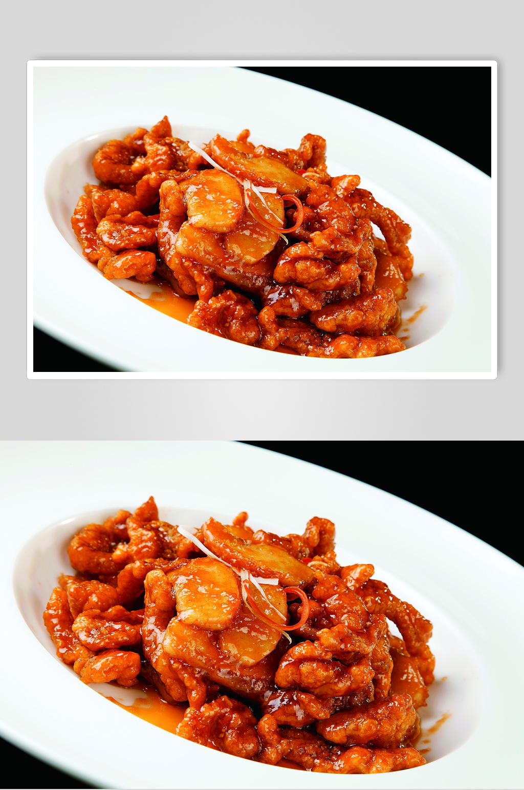 明炉锅巴肉片素材