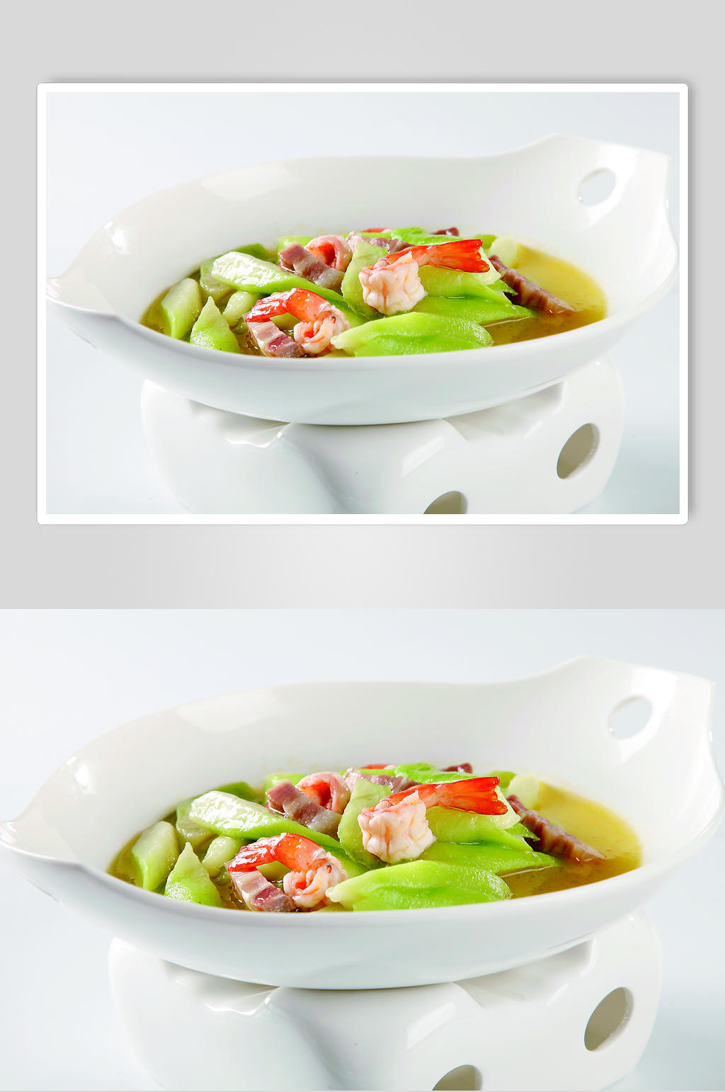 咸肉丝瓜浸活虾素材