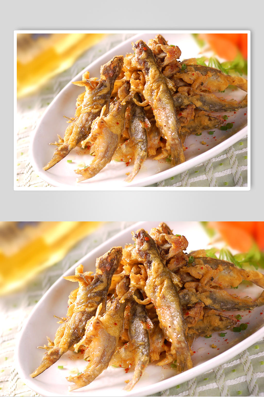 河鲜高清菜品摄影图片酥香小河鱼素材