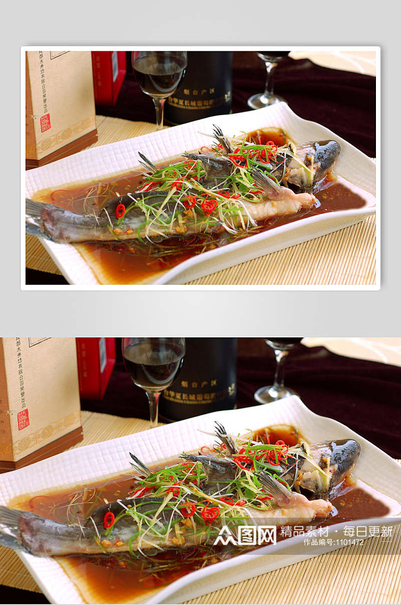 河鲜高清菜品摄影图片清蒸江团素材