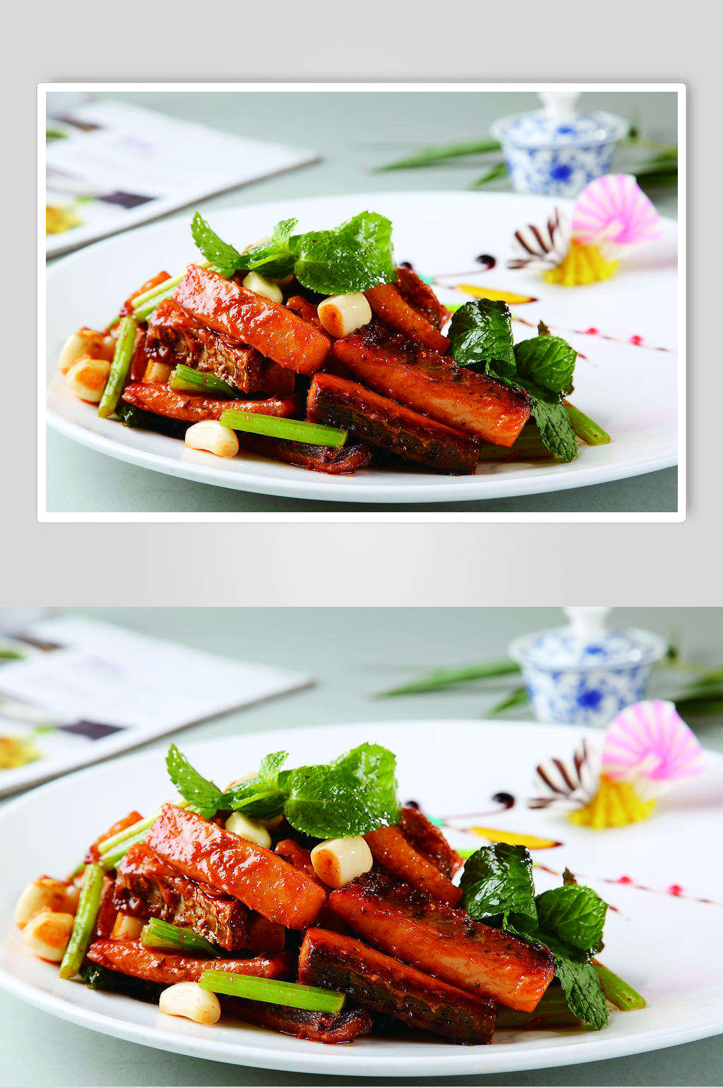 香煎蒜仔焖腊鱼素材