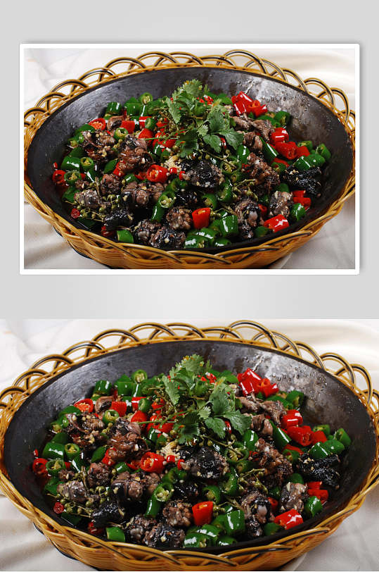 铁锅双椒乌鸡-众图网