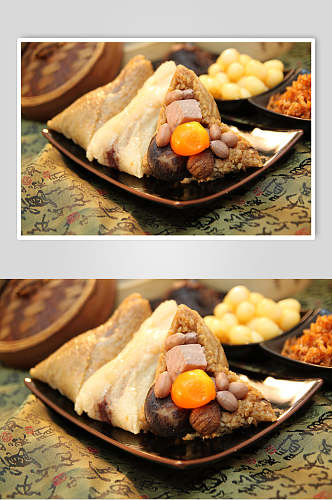 咸蛋黄板栗端午节粽子美食