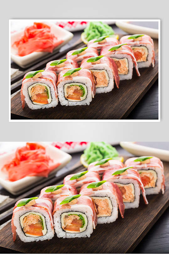 培根寿司卷美食图片