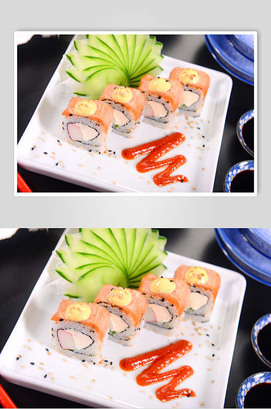 三文鱼寿司卷美食图片
