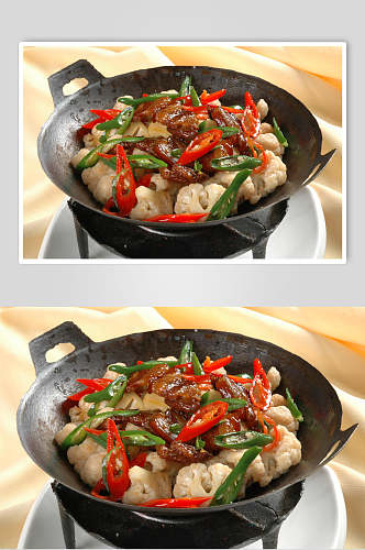 干锅菜花烧肉高清餐饮美食摄影图片