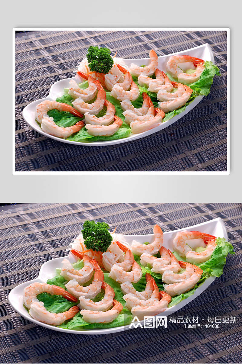 精选小海鲜高清菜品摄影图片泰式凤尾虾素材