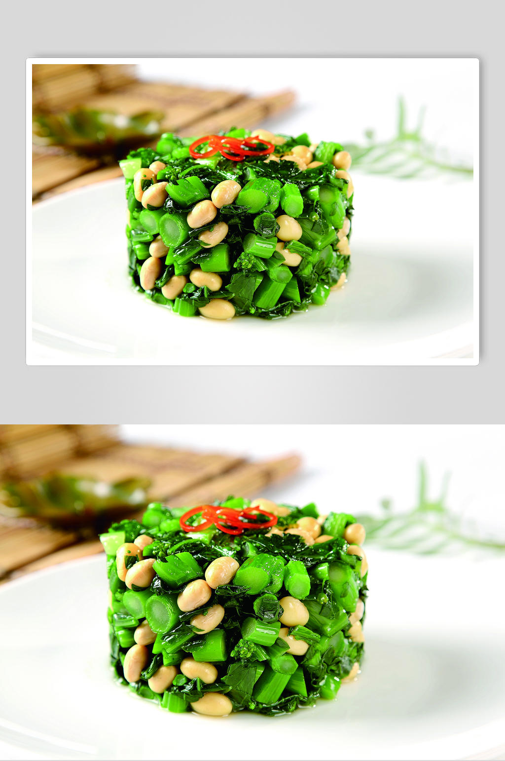 菜心拌黄豆素材