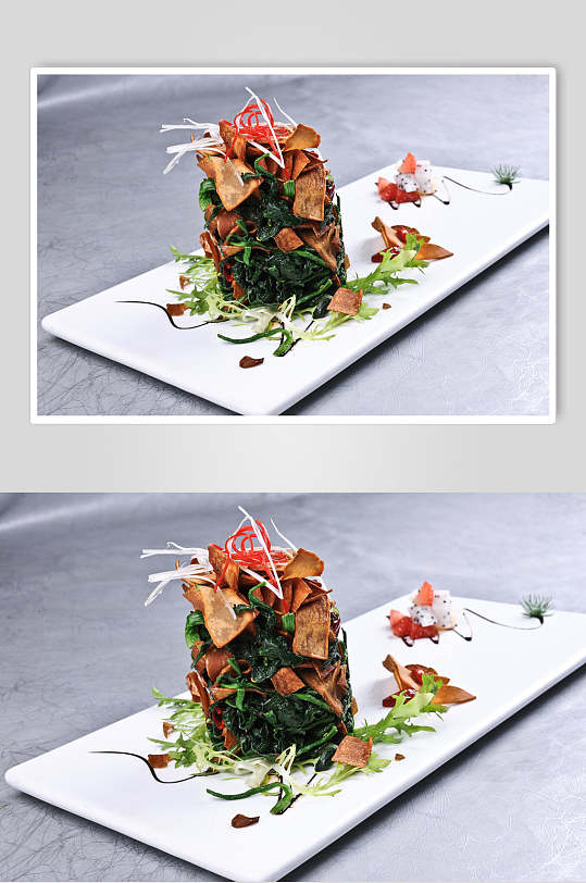 果王烤蘑菇炒菠菜