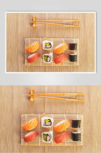 寿司美食日式手握卷摆盘艺术视觉摄影图