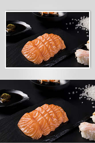 寿司美食厚片生鲜三文鱼刺身免抠背景