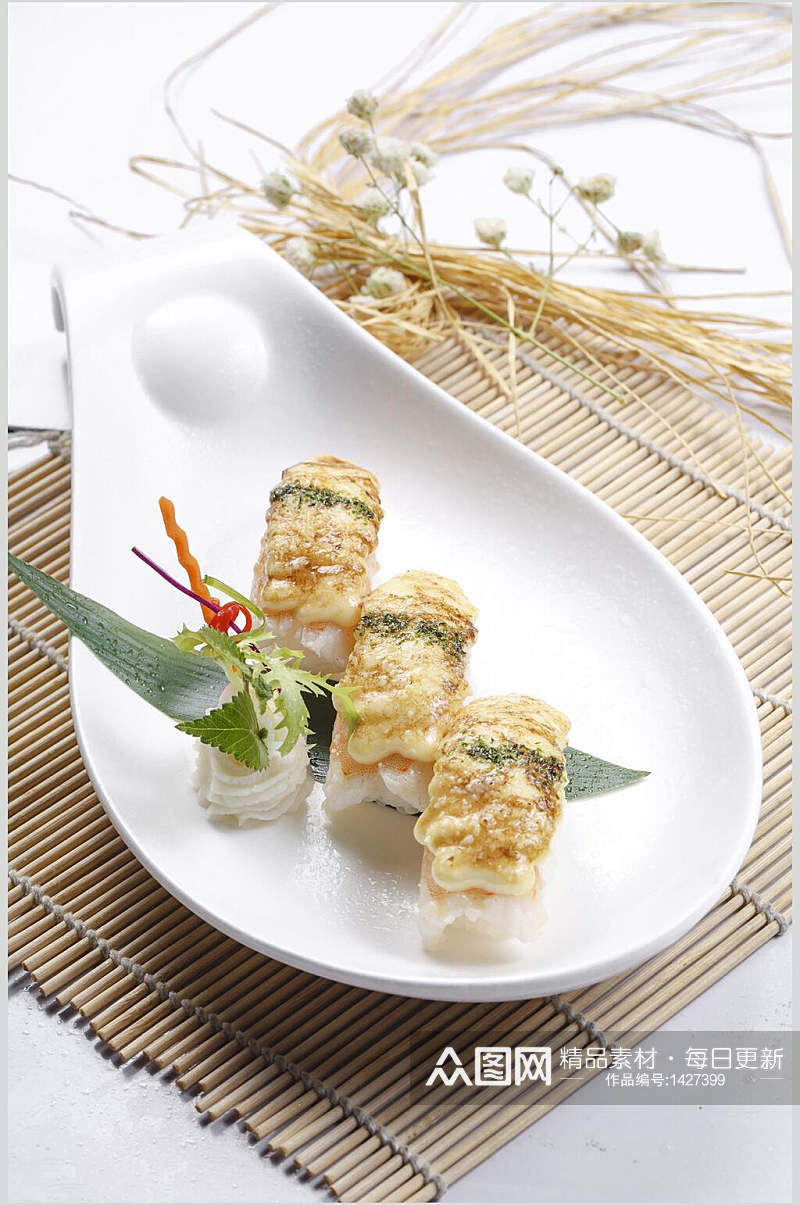 寿司美食卷手握卷摆盘视觉摄影图素材