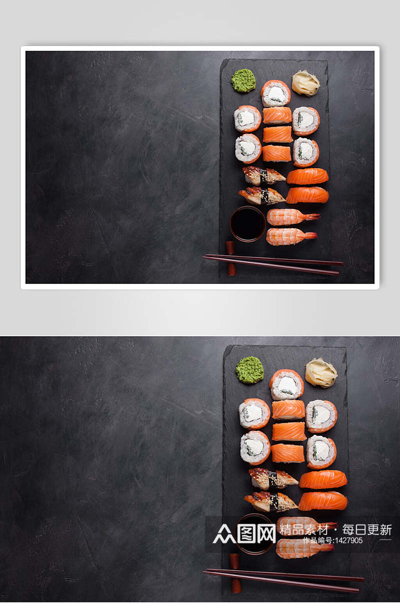寿司美食日式手握寿司餐单视觉摄影图素材