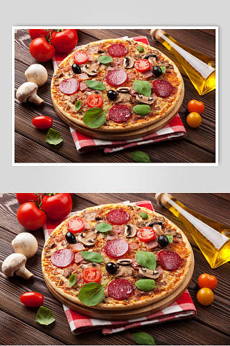 香菇披萨美食图片素材