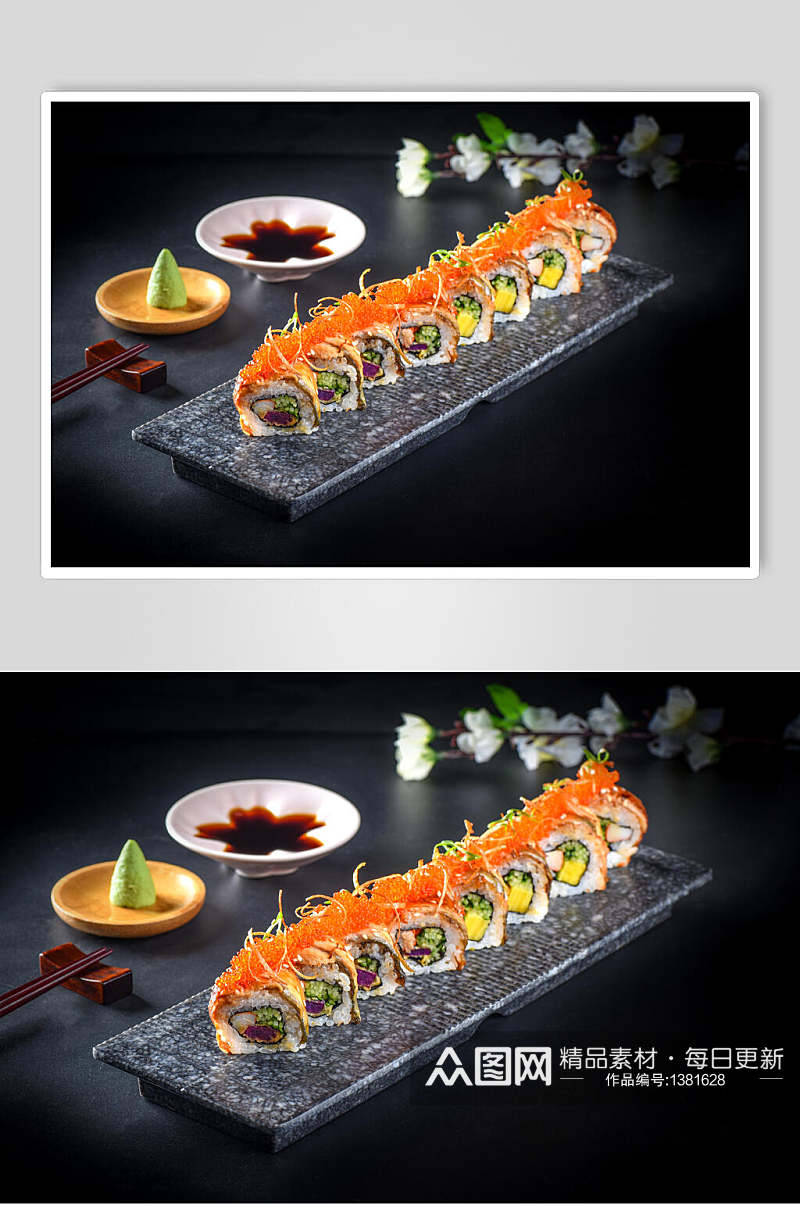 黑色底高清寿司日式料理海报素材