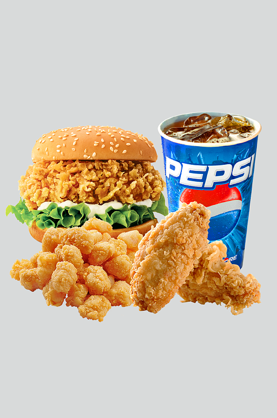 汉堡鸡米花鸡翅可乐