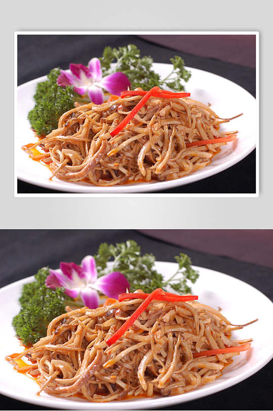 热菜茶树菇爆肚丝