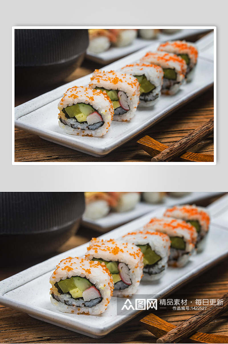 寿司美食一盘里卷免抠背景素材