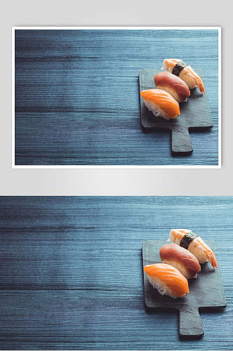 日式美食简洁高端三文鱼手握寿司免抠背景