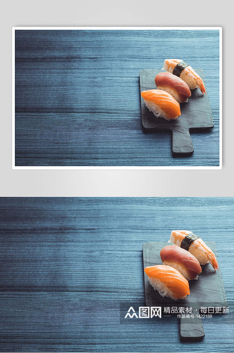 日式美食简洁高端三文鱼手握寿司免抠背景素材