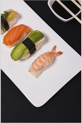 寿司美食日系摆盘艺术视觉摄影图