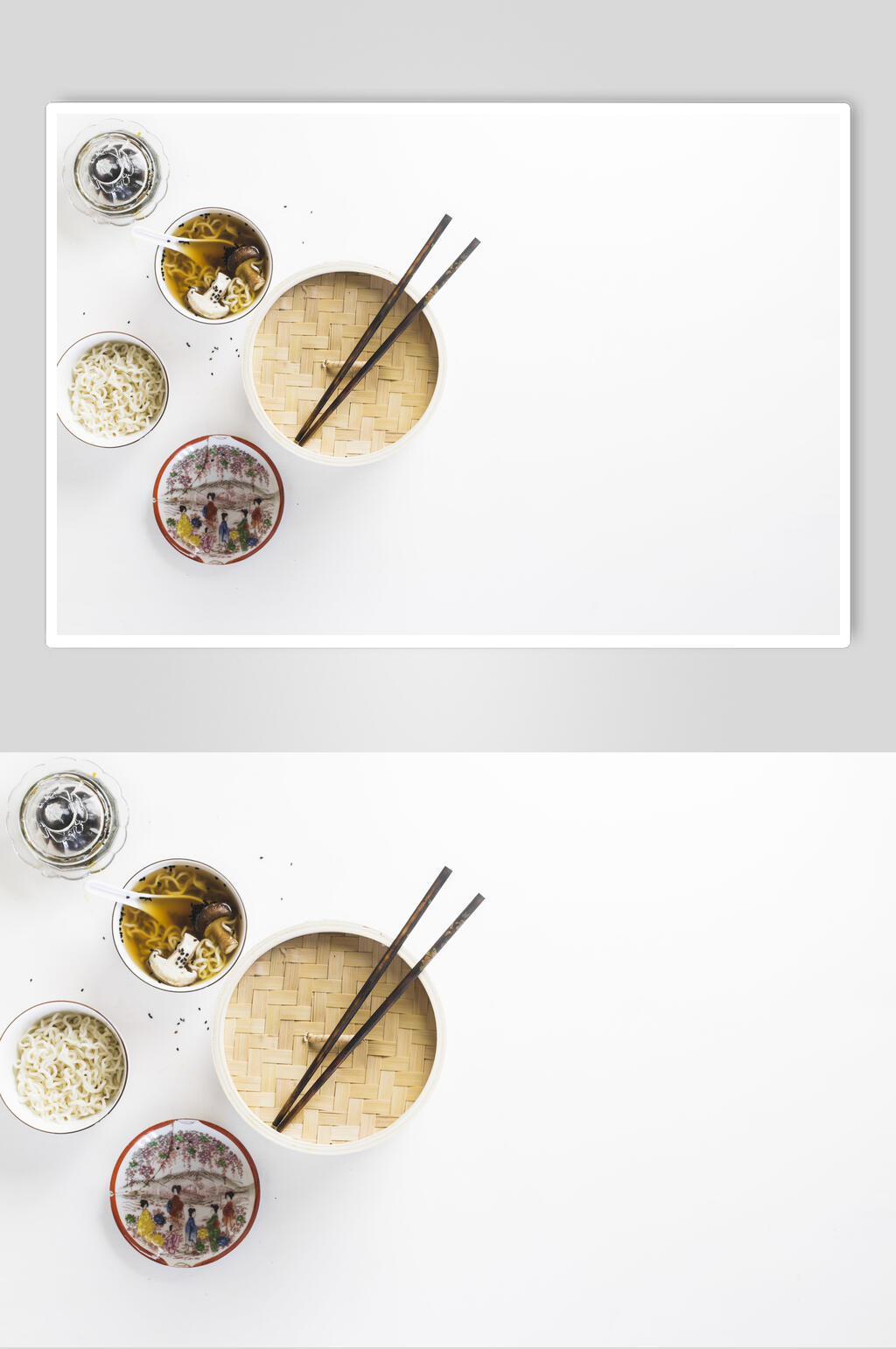 美食插画高级白底面条羹汤素材