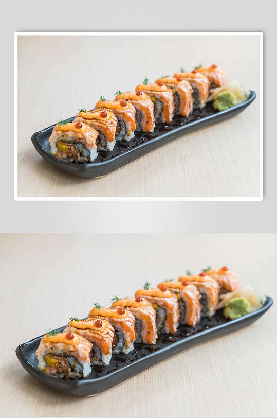 焦糖三文鱼日式美食寿司海报