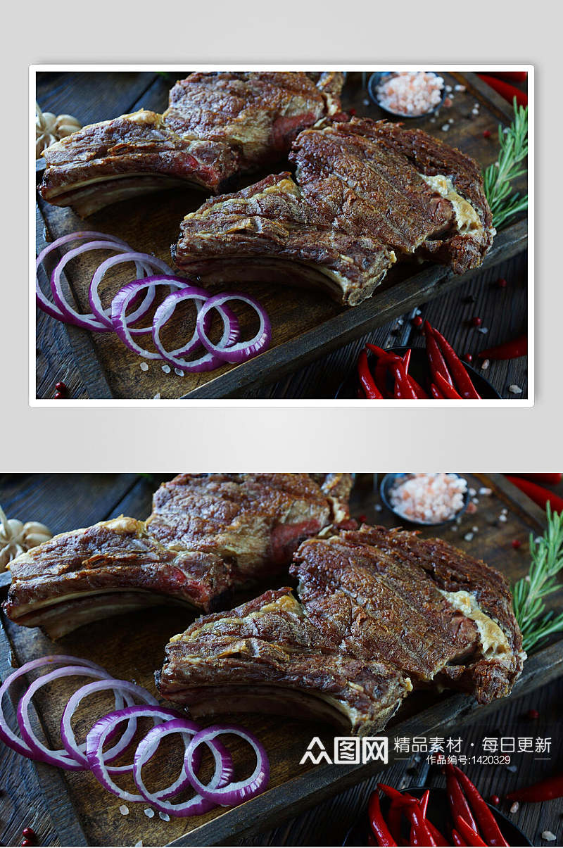 牛排实拍图洋葱牛肉熟食美食海报素材