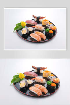 寿司美食日式手握寿司套餐菜谱摄影图
