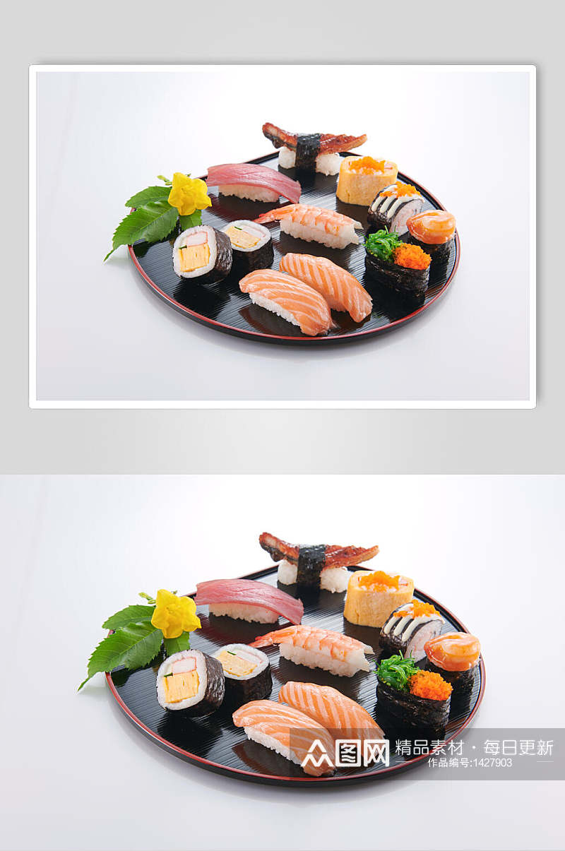 寿司美食日式手握寿司套餐菜谱摄影图素材