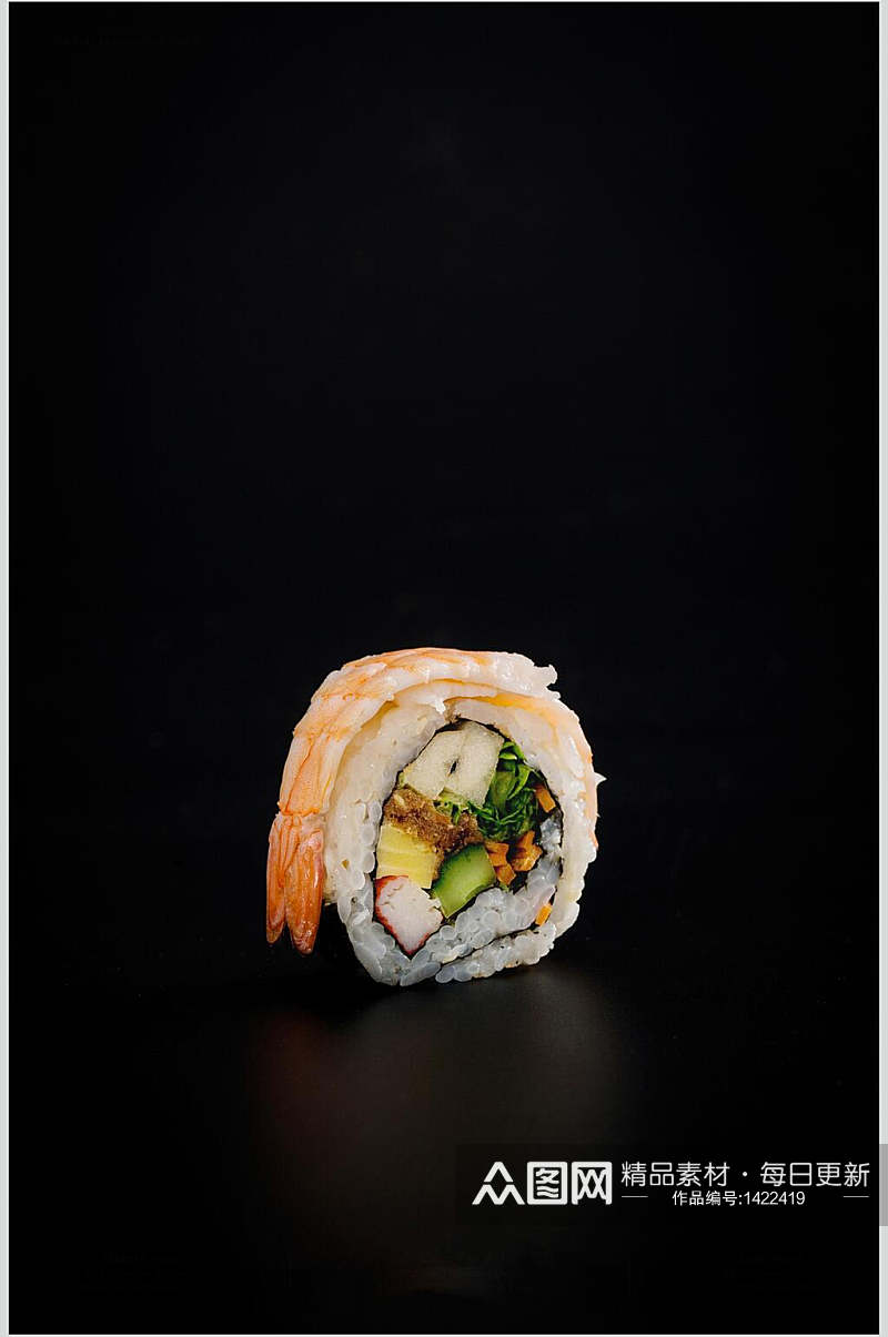 寿司美食摄影视觉一个虾刺身里卷免抠背景素材