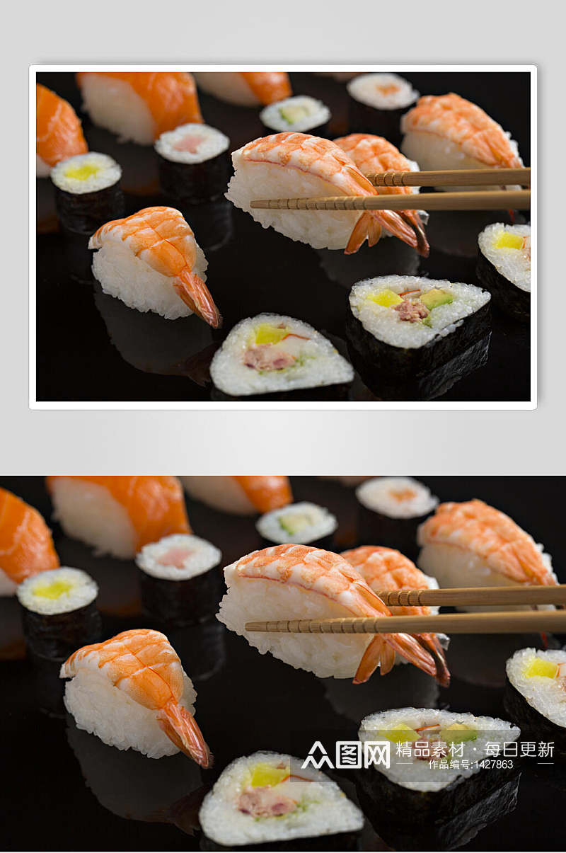 寿司美食生虾手握特写摄影图素材