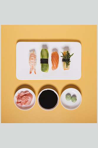 寿司美食日系简洁摆盘艺术摄影图