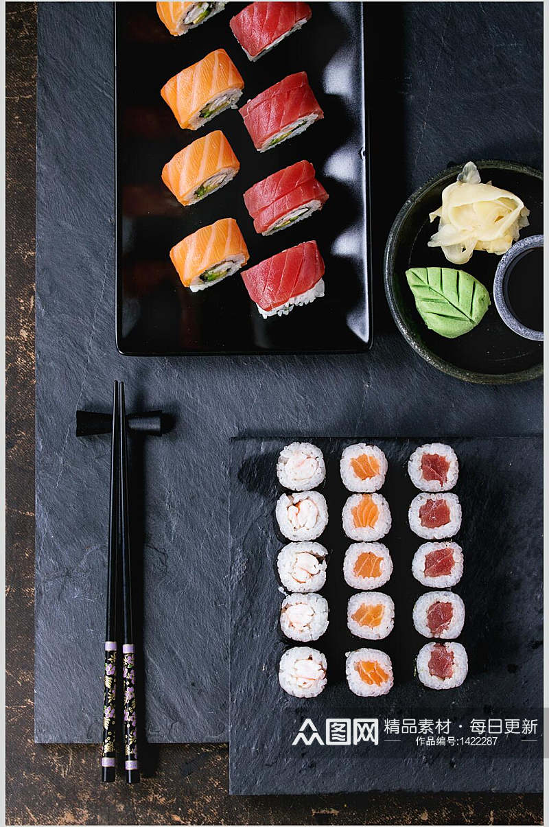 寿司美食高级摄影视觉小卷套餐免抠背景素材